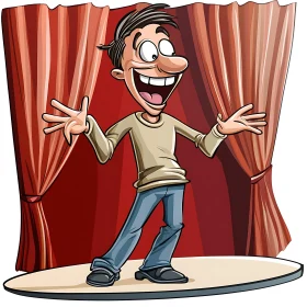 Animated Character Performing on Stage