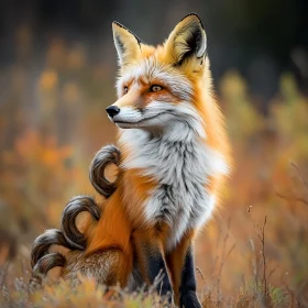Serene Fox Portrait in Field