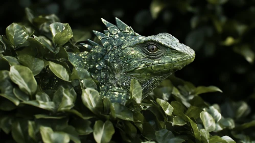 Lizard Hiding in Greenery