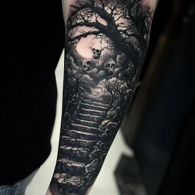 Haunting Night Scene Tattoo