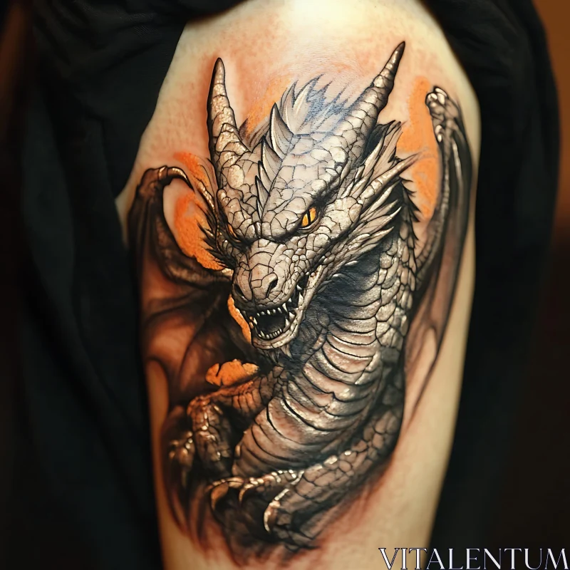 AI ART Intricately Designed Dragon Tattoo with Sharp Details
