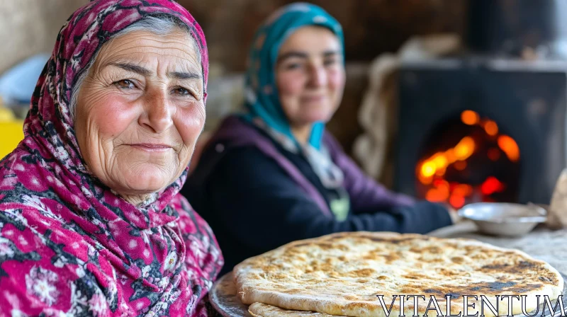 Portrait of women with traditional bread
