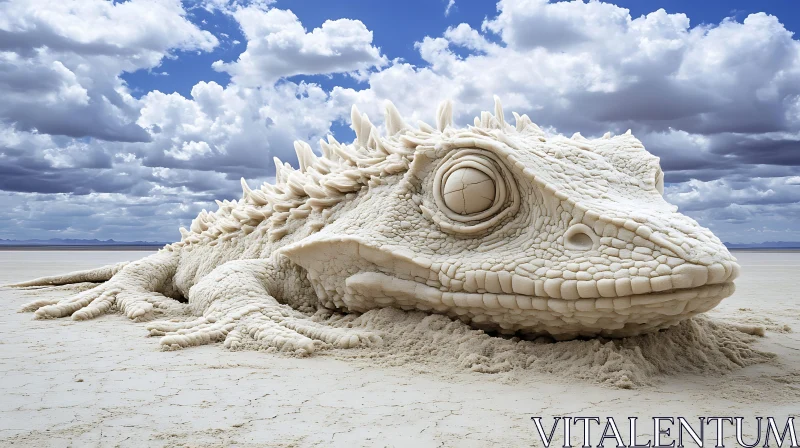 Giant Sand Lizard Under Cloudy Sky