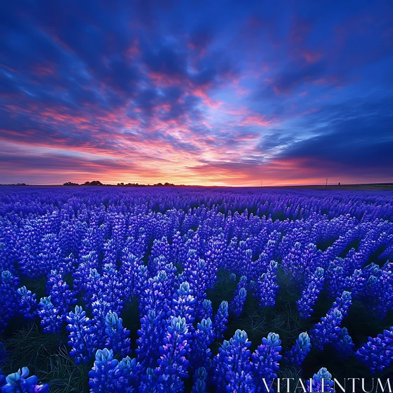 AI ART Tranquil Bloom: Flower Field at Twilight