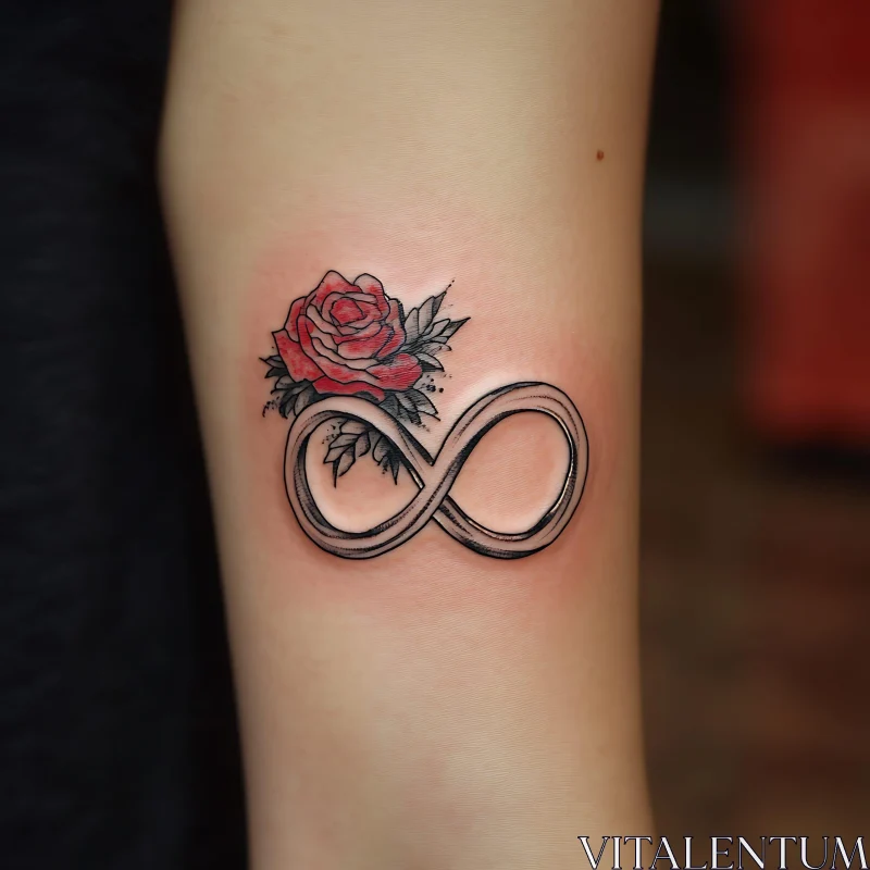 Floral Rose and Infinity Tattoo Design AI Image