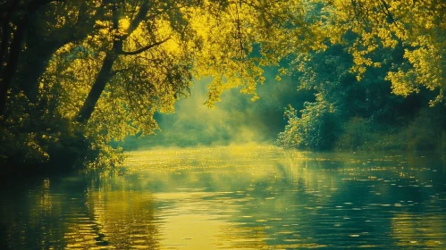 Golden Sunlight over Serene Lake