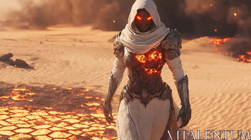 AI ART Hooded Figure in Scorched Desert