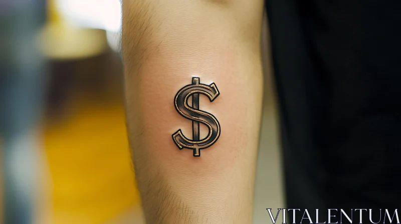 Intricate Dollar Sign Tattoo on Arm AI Image