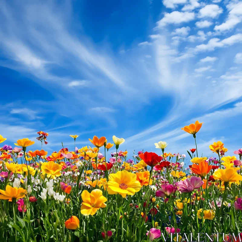 AI ART Blossoming Wildflowers Field