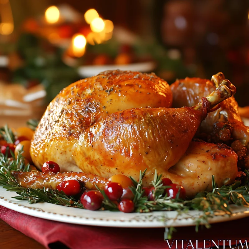 Holiday Turkey Dinner with Rosemary AI Image