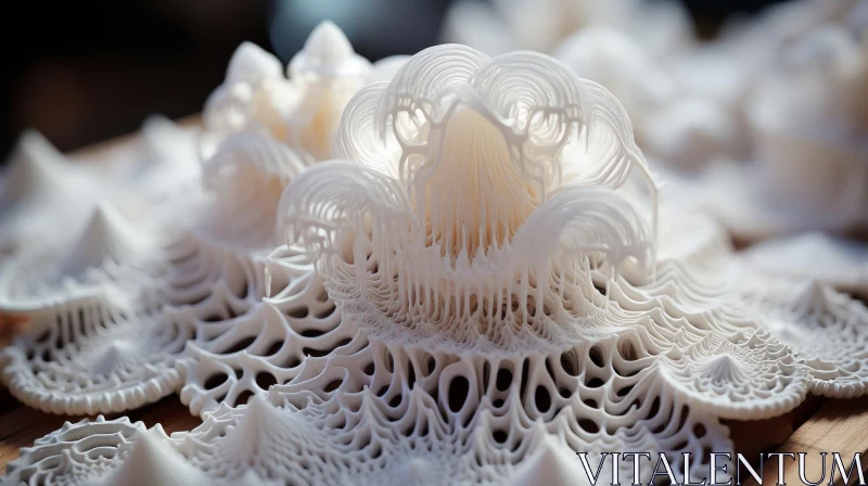 3D Printed Paper Flower Sculpture - An Abstract Nature Art Piece AI Image