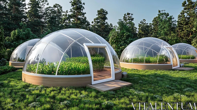 Sustainable Gardening with Dome Greenhouses AI Image