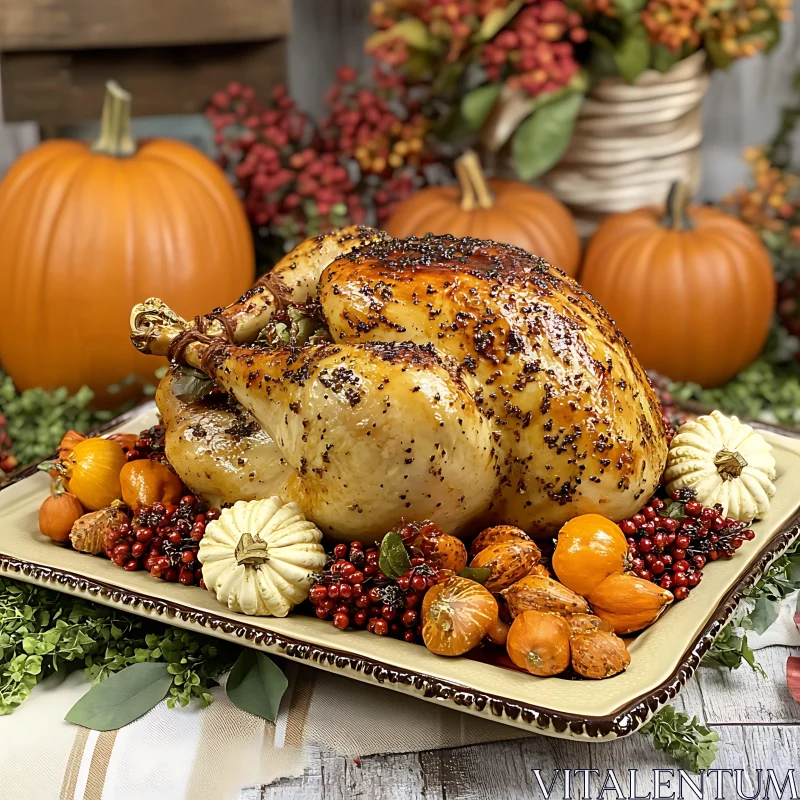 Thanksgiving Turkey Feast Still Life AI Image