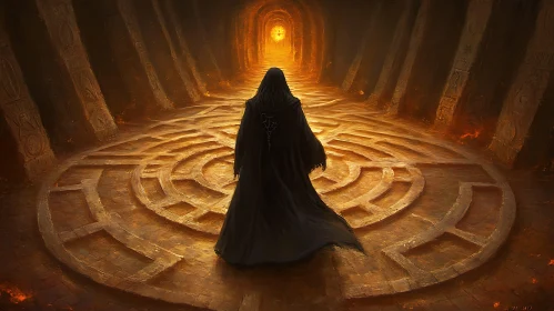 Tunnel Maze with Cloaked Figure