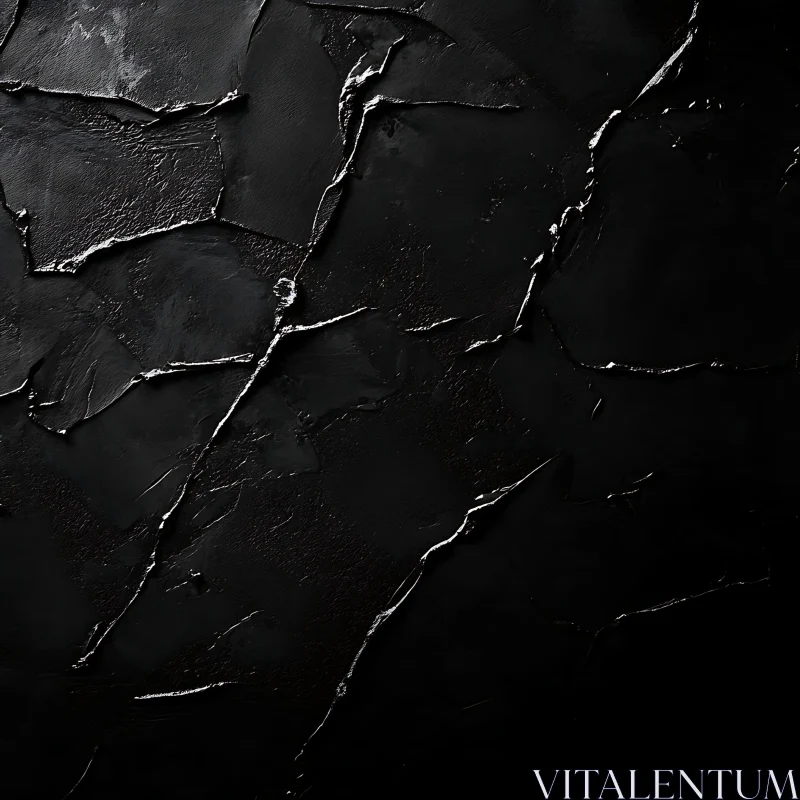 Dark Cracked Surface with Metallic Highlights AI Image