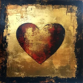 Abstract Heart in Gold and Red