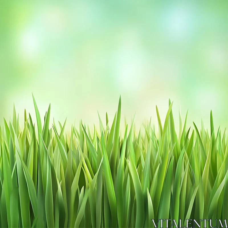 AI ART Lush Green Grass Against Light Background