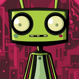 Animated Green Robot Character