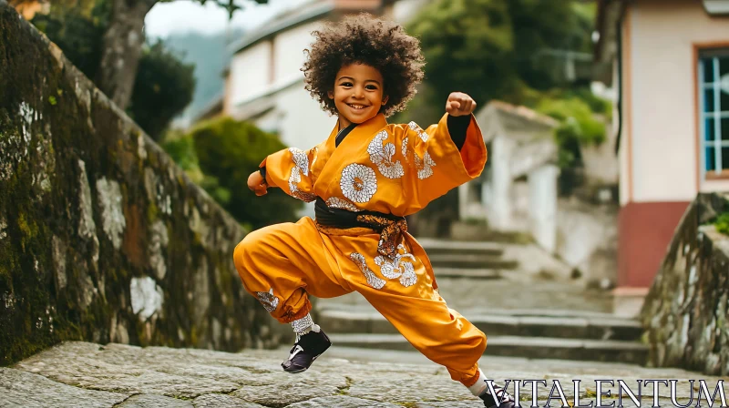 AI ART Happy Boy in Martial Arts Stance