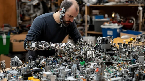 Robotic Man Builds Electronic Metropolis