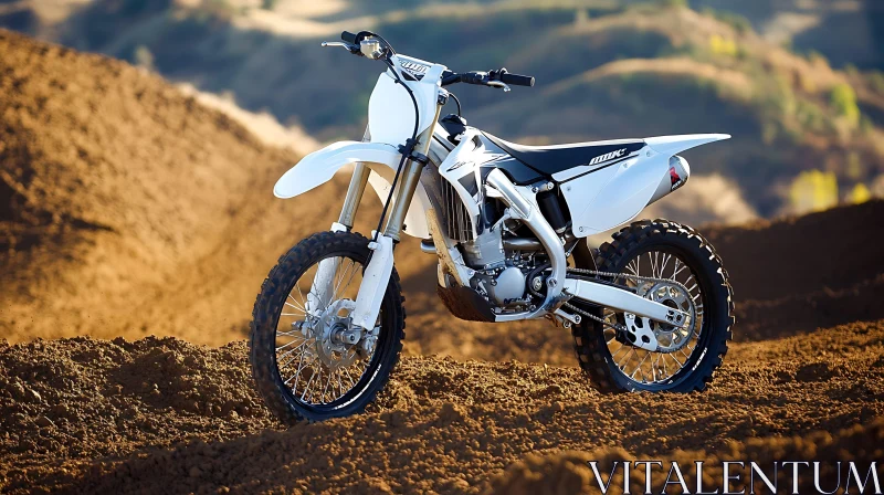 Off-Road Motorcycle on Earth Mound AI Image