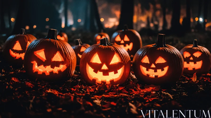 AI ART Spooky Pumpkins Display for Halloween