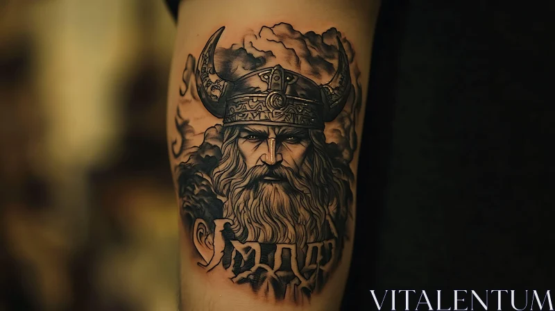 Detailed Viking Tattoo Art AI Image