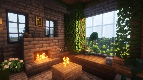 Minecraft Interior with Nature View