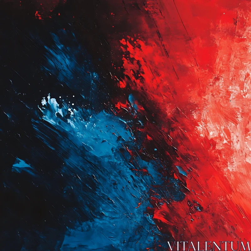 Abstract Color Clash: Blue Meets Red AI Image