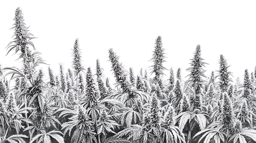 Dense Field of Plants in Monochrome