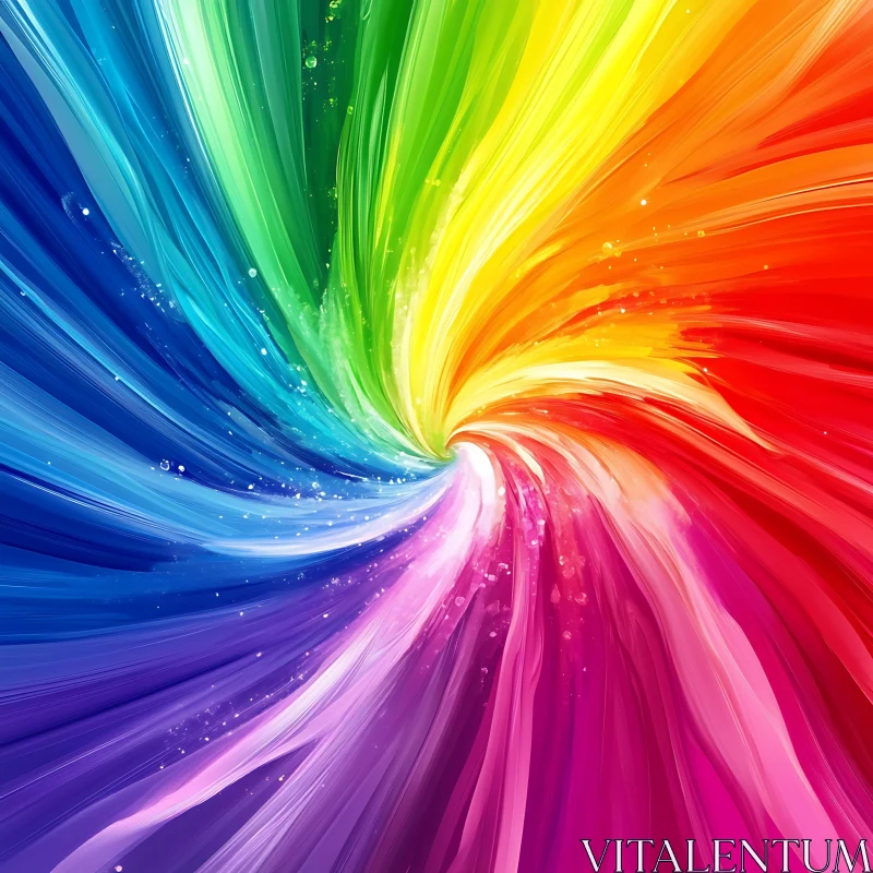 Swirling Rainbow Colors Abstract Design AI Image