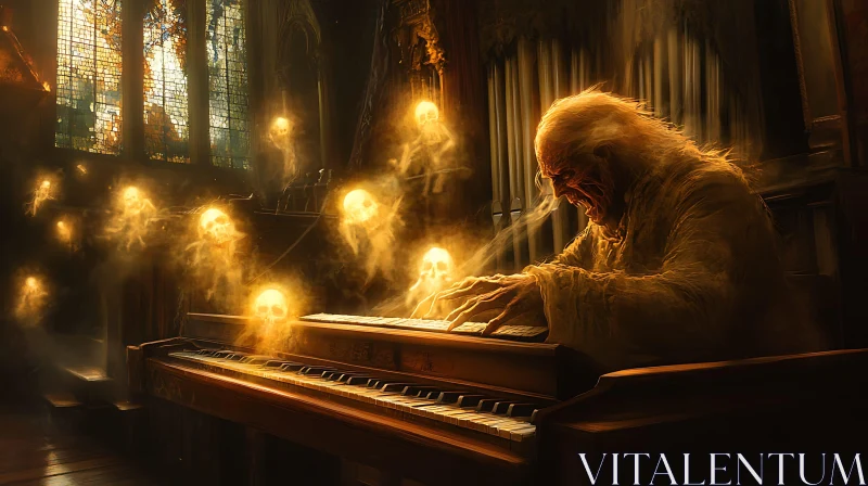 Spectral Pianist and Ethereal Audience AI Image