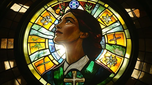 Radiant Woman: A Stained Glass Vision