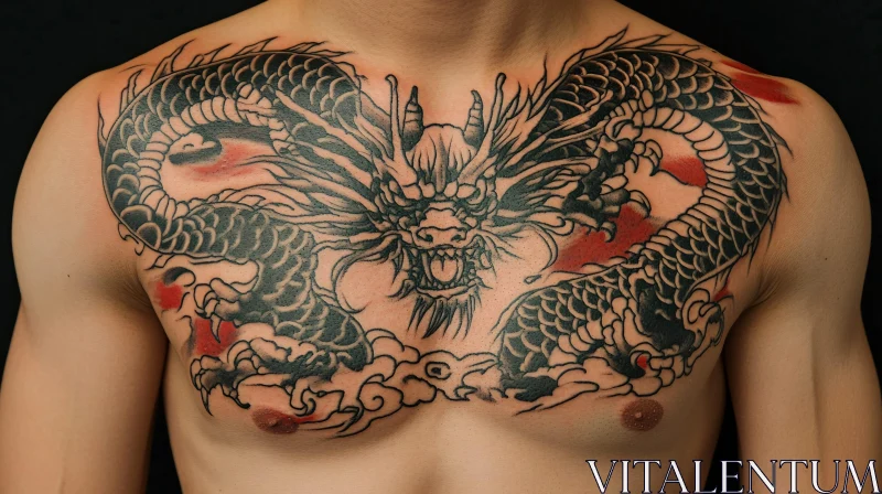 Fierce Dragon Tattoo Across Chest AI Image