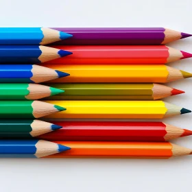 Colorful Pencils in a Row