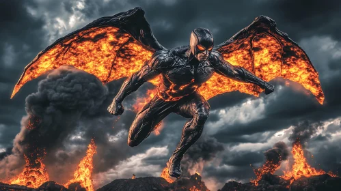 Winged Guardian Over Molten Earth