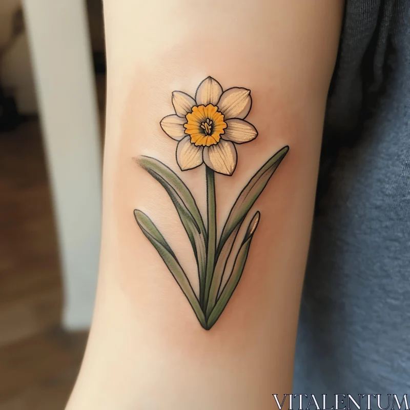 Intricate Daffodil Flower Tattoo AI Image