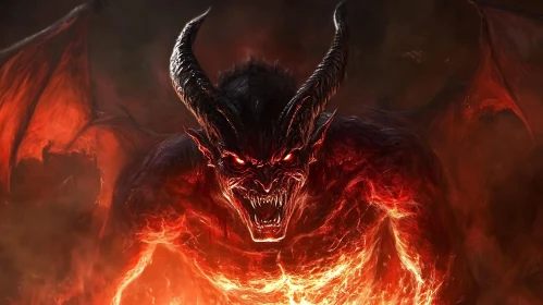 Fiery Demon with Horns