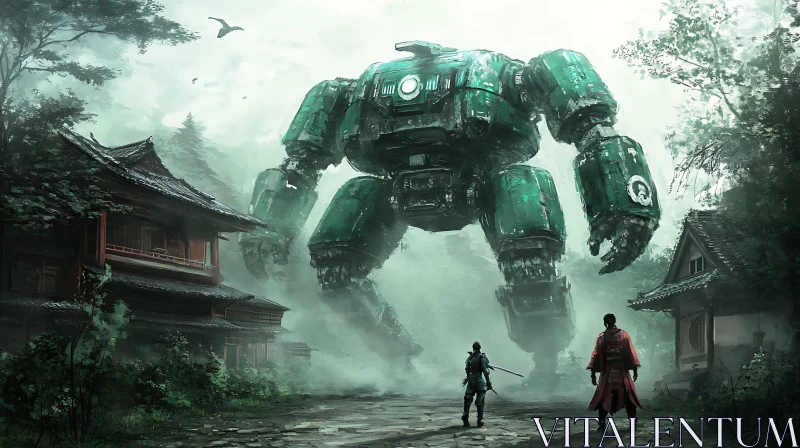 Giant Robot in Ancient Japan Artwork AI Image