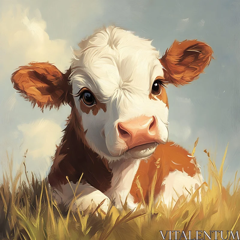 Gentle Gaze of a Young Cow AI Image