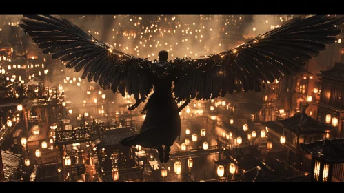 Winged Guardian Over the Lantern City