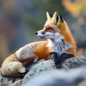 Fox Resting on Stone