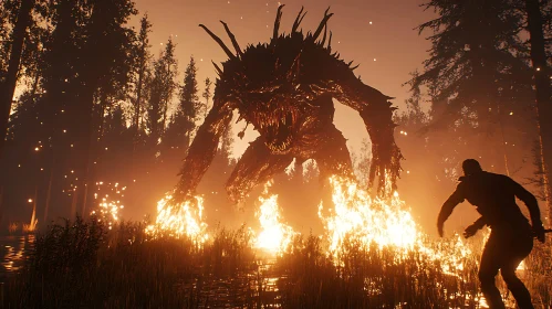 Monster in the Burning Forest