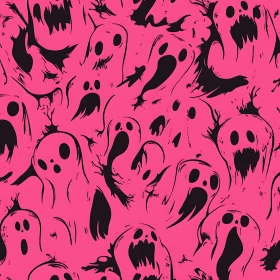 Spooky Ghosts on Pink Background