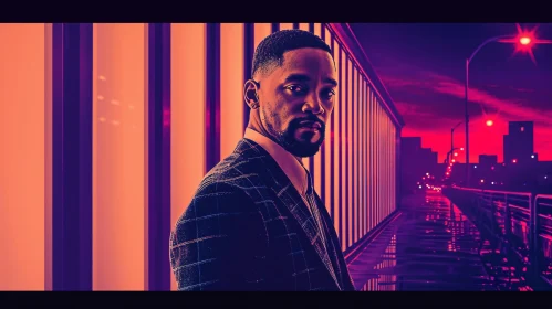 Neon Lit Portrait of Will Smith