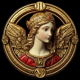 Winged Angel Portrait in Golden Frame