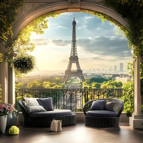 Parisian Balcony with Eiffel Tower Vista