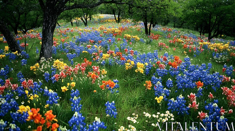 Wildflower Meadow in Spring AI Image