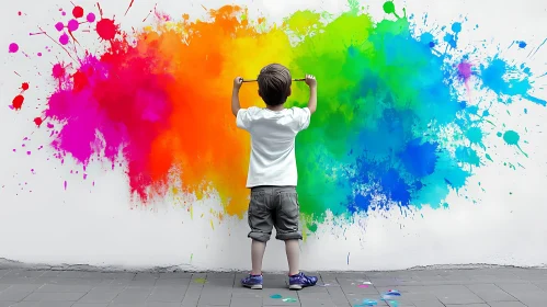 Child's Rainbow Splash on Wall