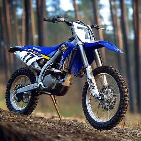 Blue Yamaha Motorcycle on Dirt Road